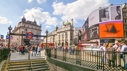 Piccadilly Circus is one of London's most popular tourist destinations. Image courtesy of Shutterstock.