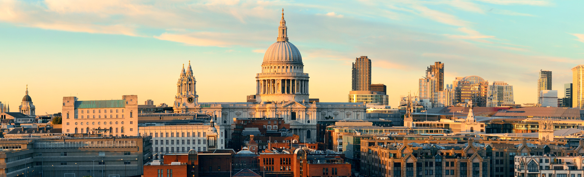 St Paul's Cathedral and the city skyline on a sunny day