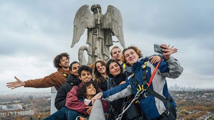 Snap a selfie at the top of Summit at Alexandra Palace – the highest roof walk in the UK. Image courtesy of Golden Tours.