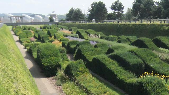 The sunken garden at Thames Barrier Park. Image courtesy of Greater London Authority.