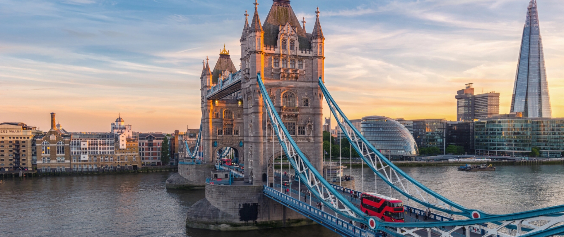 Tower Bridge at sunset. 