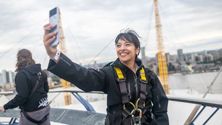 Capturing the moment at the summit of Up at The O2, with sweeping views of London as the perfect selfie backdrop.  Image courtesy of London & Partners/Michael Barrow
