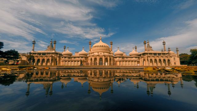 A view from the pond in front of the Royal Pavillion in Brighton.