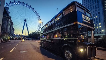 Spot the iconic London Eye as The Ghost Bus Tours journeys through central London © Daniel D. Moses. Image courtesy of The Ghost Bus Tours.