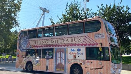 Afternoon Tea Bus with Panoramic Tour of London. Image courtesy of Golden Tours.