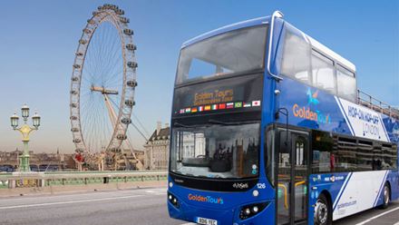 Tick off London’s most iconic attractions on a hop-on hop-off bus tour. Image courtesy of Golden Tours.