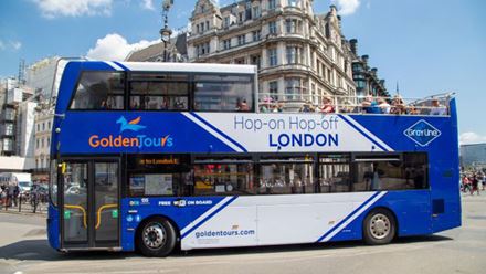 Enjoy unlimited travel around London on a hop-on hop-off bus. Image courtesy of Golden Tours.