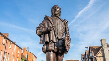 Get up close to Shakespeare's statue in Stratford-upon-Avon. Image credit: Shutterstock. Image courtesy of Shutterstock.