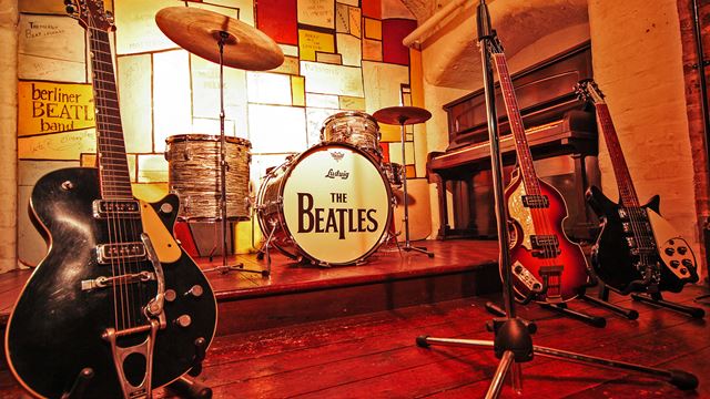 Replica of the Beatles guitars at the Cavern Club
