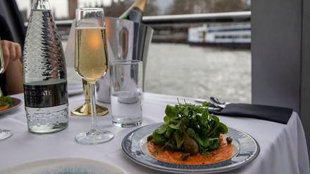 Take to the Thames on a London dinner cruise. Image courtesy of Golden Tours. Take to the Thames on a London dinner cruise. Image courtesy of Golden Tours.