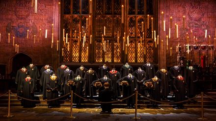 See the Frog Choir, conducted by Professor Filius Flitwick, practising in the Great Hall. Image credit: Warner Bros. Studio Tour London – The Making of Harry Potter.