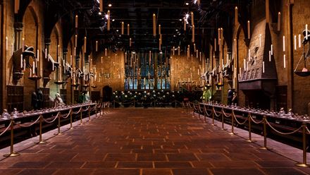 Step into the Great Hall to experience the Frog Choir practicing with Professor Filius Flitwick. Image credit: Warner Bros. Studio Tour London – The Making of Harry Potter