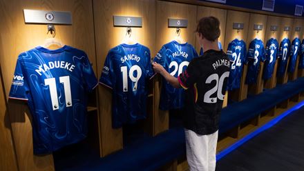 Step inside the Chelsea FC dressing room during a guided tour of Stamford Bridge. Image courtesy of Golden Tours.