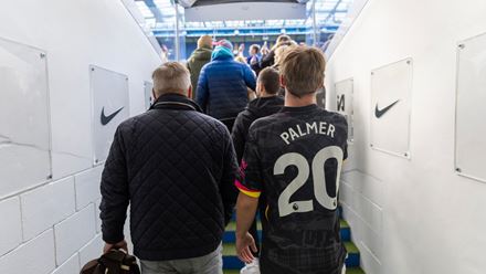 Walk through the players' tunnel on a Chelsea FC Stadium Tour. Image courtesy of Golden Tours.