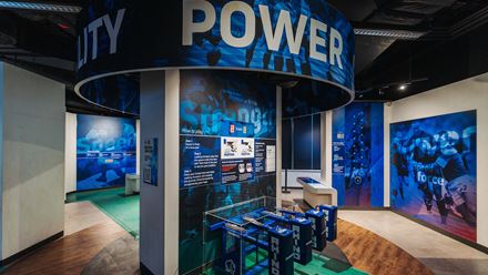 Discover your position in the squad and put your rugby skills to the test at the museum's Play Rugby Interactive Zone. Image courtesy of Golden Tours.