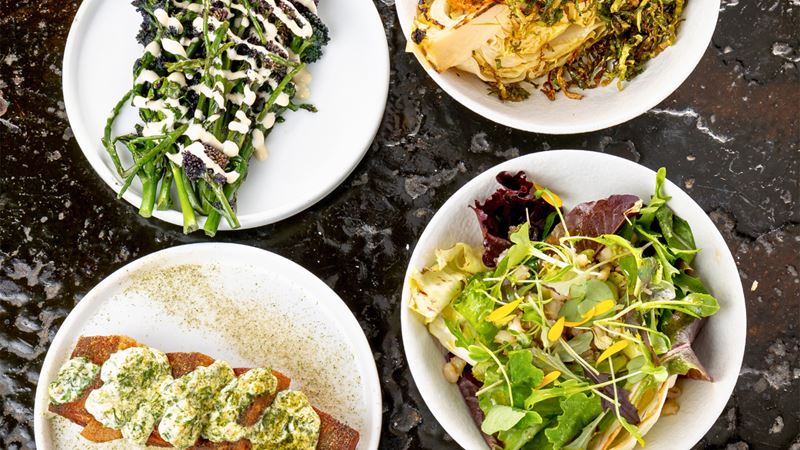 Dine on delicious dishes using fresh ingredients from the Barge East Gardens. Credit: Dan Bridge. Image courtesy of Barge East. Four seasonal dishes incorporating a variety of produce from the Barge East Gardens.