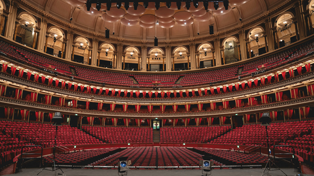 A photo from the stage of the Royal Albert Hall seating area