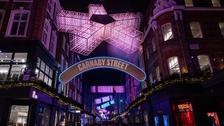 See the bright and bold Christmas lights illuminate Carnaby Street for 2025. Credit: PA Media. Image courtesy of W Communications.