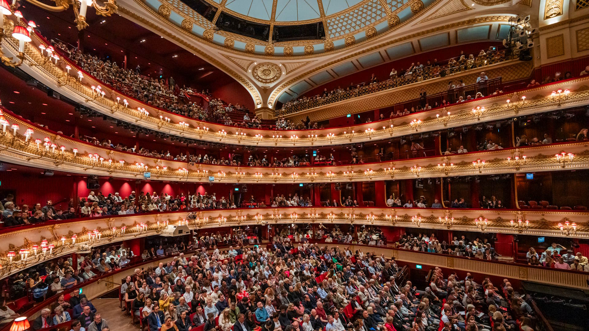 A view of the auditorium seating at Royal Opera House ahead of a performance.