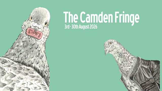 Green poster for The Camden Fringe festival in London.