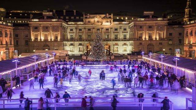 Ice rink and Christmas tree at Somerset House