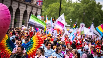 Join the celebrations among hundreds of floats and performers, singing and dancing through the streets of London. Credit: Loredana Sangiuliano. Image courtesy of Shutterstock.