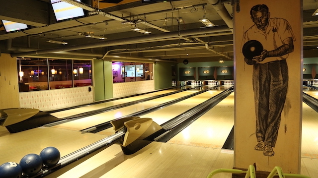 Bowling alley at Bloomsbury Bowling in London.