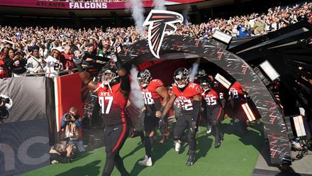 The Falcons enter the pitch at NFL London Games. Image courtesy of NFl.