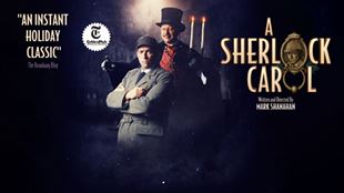 Theatre show poster for a sherlock carol in london.