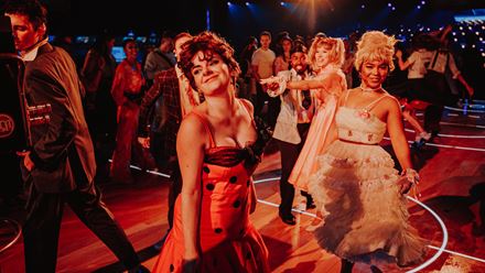 From the moment you step into Battersea Park, Rydell High bursts into life. Credit: Luke Dyson. Image courtesy of London Theatre Direct.