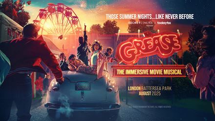 Take a deep dive down memory lane and relive the best scenes of the movie at Grease: The Immersive Movie Musical. Image courtesy of London Theatre Direct. Take a deep dive down memory lane and relive the best scenes of the movie at Grease: The Immersive Movie Musical. Image courtesy of London Theatre Direct.