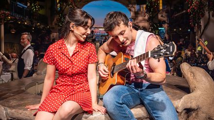Immerse yourself in a story of family tradition and passionate, budding love with Mamma Mia! The Party. Image courtesy of About Grace PR. Photo credit: Marc Brenner.