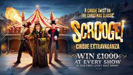 Enjoy a cirque-style twist on the classic Scrooge tale at the Excel London. Image courtesy of London Theatre Direct.