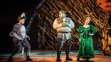 Suivez les aventures du plus célèbre des ogres alors qu'il tente de sauver la princesse Fiona du dragon dans la comédie musicale Shrek. Avec l'aimable autorisation d'About Grace PR.