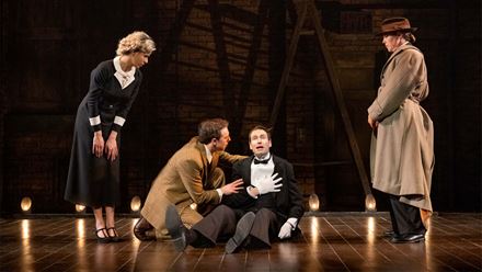 Watch on as four actors play 139 characters in 100 hilarious minutes at Trafalgar Theatre ©Mark Senior. Image courtesy of Amanda Malpass PR.