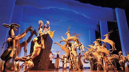 See the enchanting stage adaptation of Disney's The Lion King at the Lyceum Theatre and discover Simba's journey to become king. Image courtesy of Disney / Photo credit Deen Van Meer.