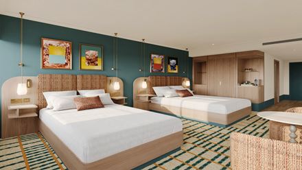 Guest room at The Derby London City. Image courtesy of Hilton.