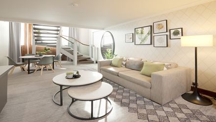 Stay in a luxurious modern suite at DoubleTree by Hilton London Kensington. Image courtesy of Hilton.