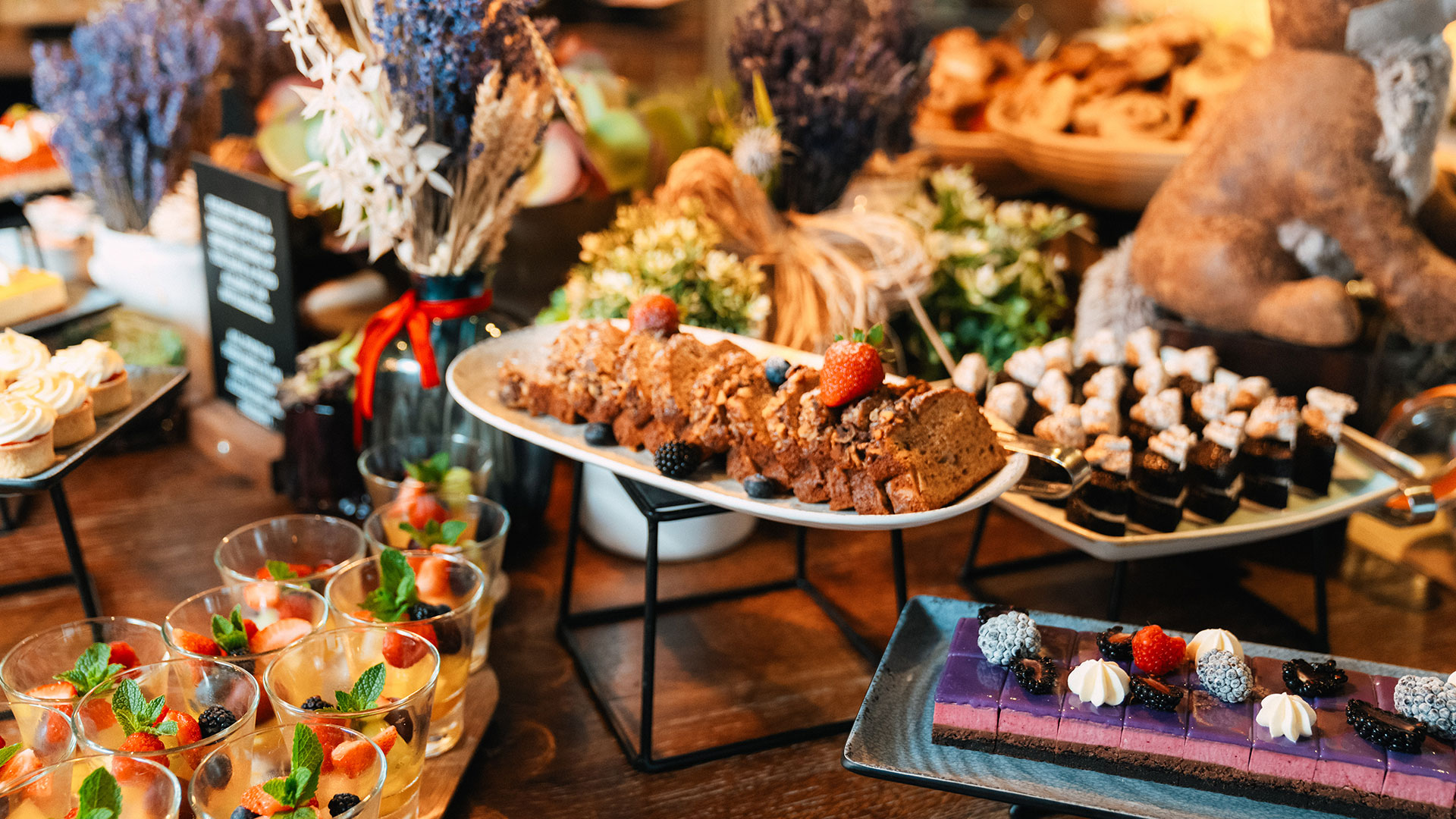 An attractive spread of desserts on a table