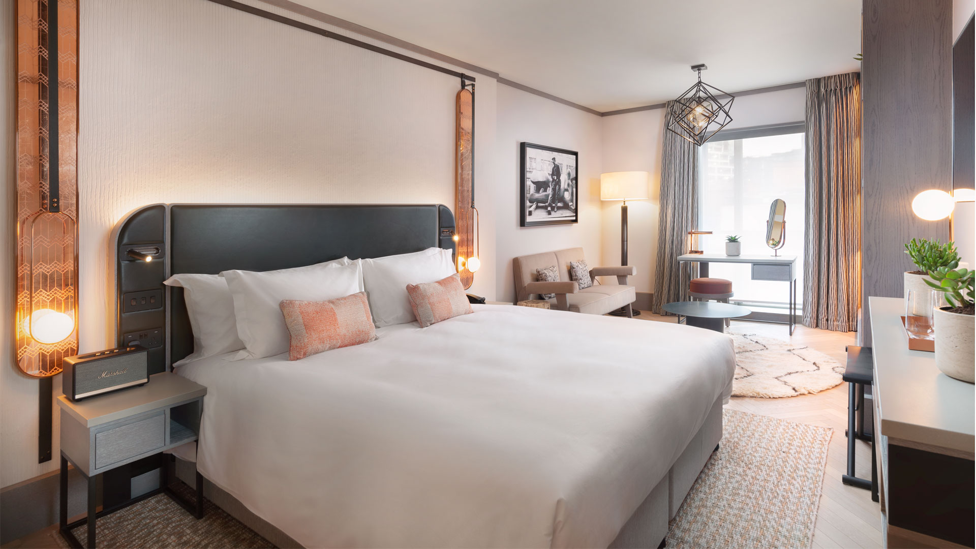 Bedroom as part of a suite at Hart Shoreditch Hotel London.