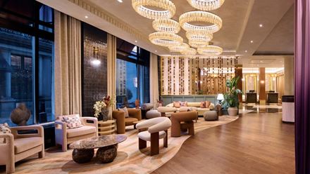 Lobby at The Trafalgar St. James London. Image courtesy of Hilton.