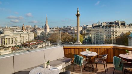 The Trafalgar St. James London rooftop bar. Image courtesy of Hilton.