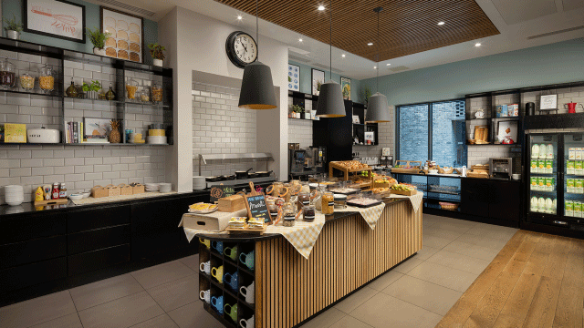 Breakfast buffet area at Staybridge SUites