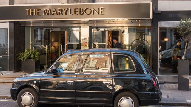 Black cab outside The Marylebone Hotel